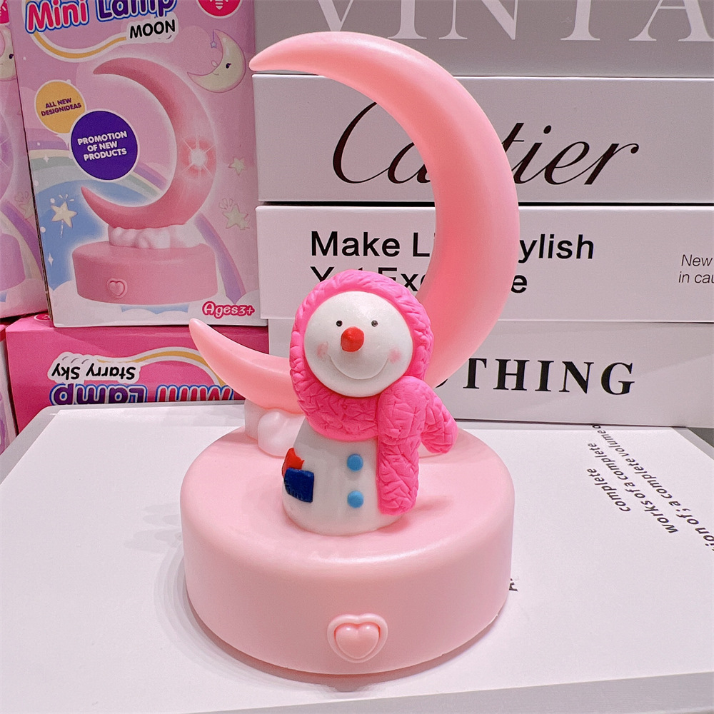 폴리머 클레이 눈사람 초승달 램프 파우더