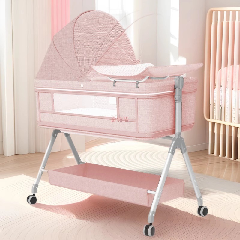 Crib Removable Cradle Bed Portable Two-In-One Newborn Splicing Large Bed Foldableable Multi-Functional Bb Bed