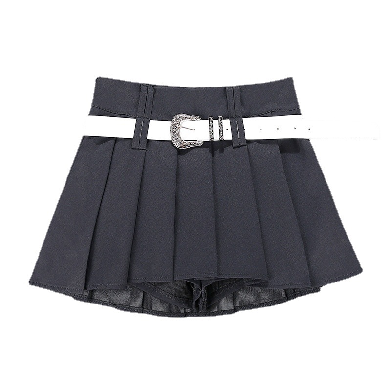 Ropa de mujer Minifalda sexy con cinturón para chica sexy, diseño de ropa de mujer a la moda, falda corta JK, falda plisada pequeña antiexposición_voghion.com