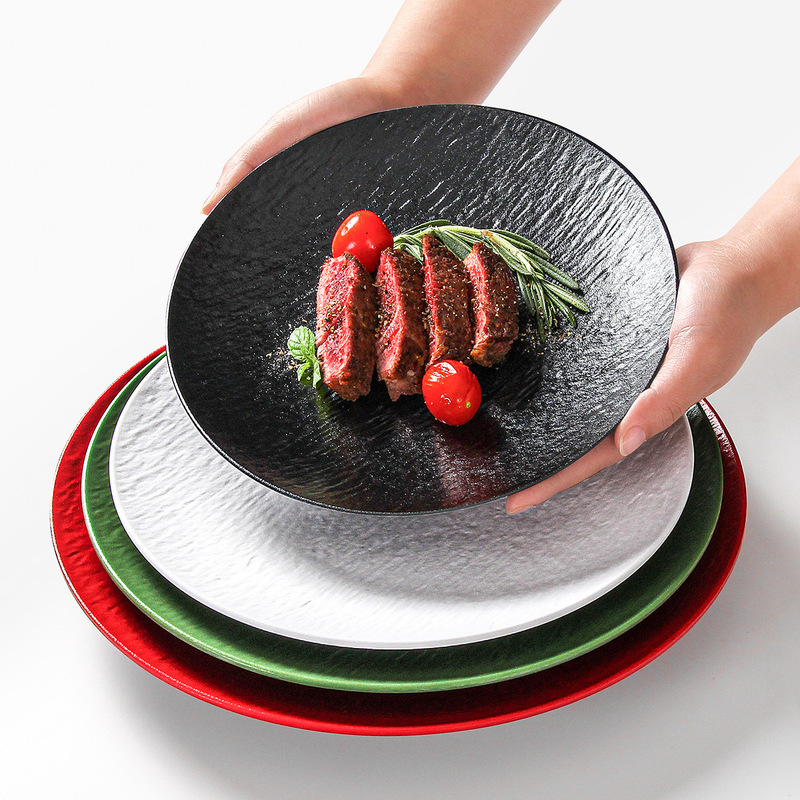 melamine barbecue plate commercial barbecue plate restaurant restaurant high sense stone relief pasta plate western salad beef