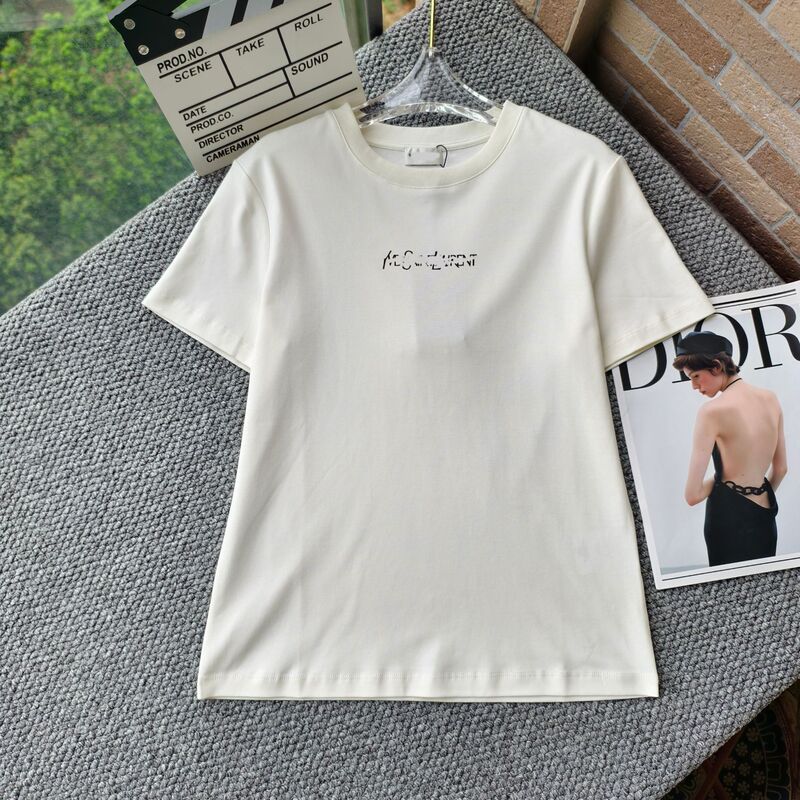 High-end YSL new simple letter print casual versatile round neck short-sleeve T-shirt for women High-end YSL new simple letter print casual versatile round neck short-sleeve T-shirt for women