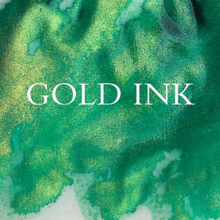 [Send sulfuric acid paper] to fish gold powder ink fountain pen with brush dye card color ink green glass pen dipped in water gradient