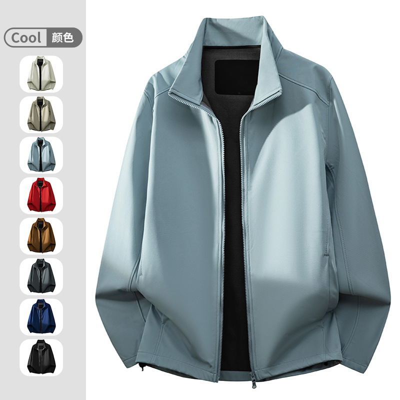 2025 Spring and Autumn Hunting Travel Mountain Style Hooded Soft Shell Outdoor Jacket Workwear Jacket Plus Logo Solid Color Jacket