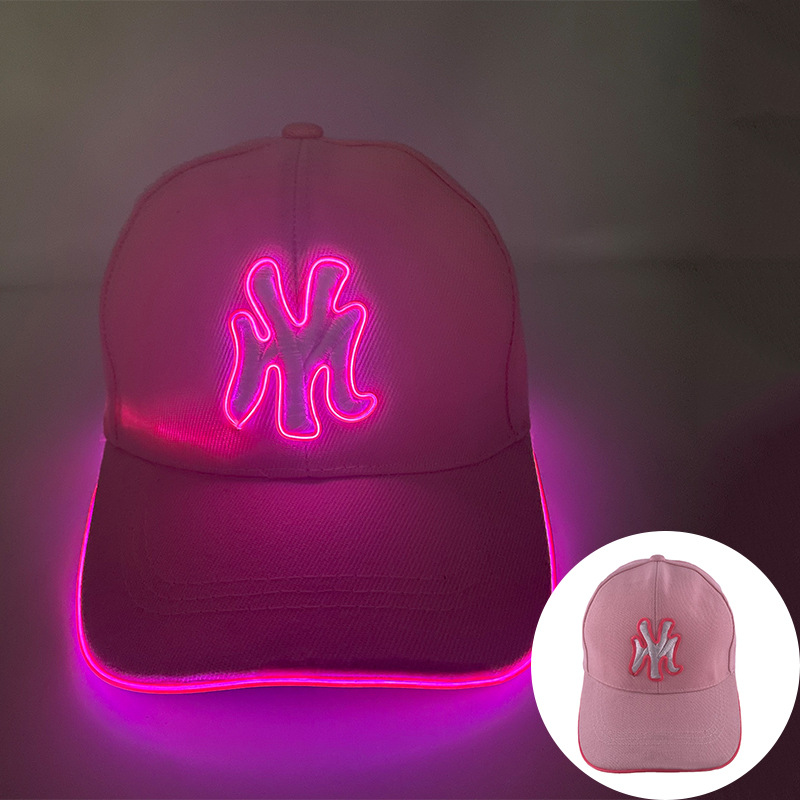 Nuevas letras bordadas LED luminoso MY sombrero de béisbol sombrero de ocio sombrero de sol deportivo al aire libre sombrero de moda luminoso