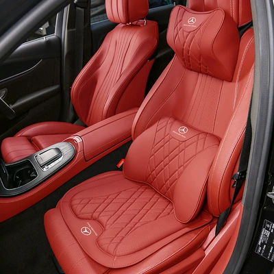 Headrest — same color as the original car - 1-mercedes-benz-headrest-1-lumbar-support-1-seat-cushion-bordeaux-red