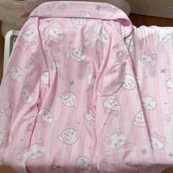 Japanese-style pink princess-themed girls' pajamas, spring and autumn cardigan long-sleeve long-pants set, casual and comfortable home wear Japanese-style pink princess-themed girls' pajamas, spring and autumn cardigan long-sleeve long-pants set, casual and comfortable home wear