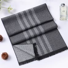 现货新款男士围巾冬季保暖长款仿羊绒围脖百搭简约时尚男厂家批发