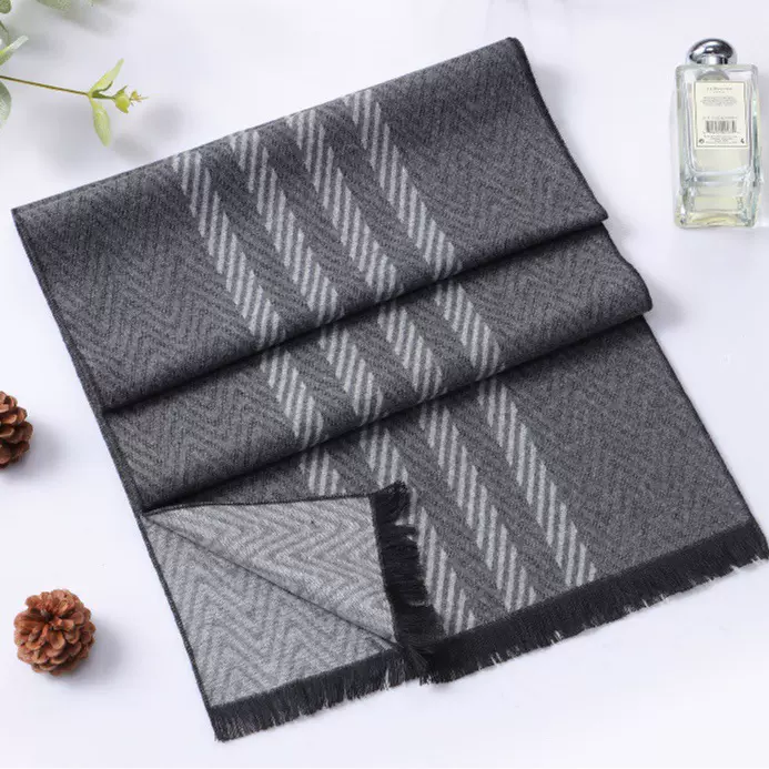 现货新款男士围巾冬季保暖长款仿羊绒围脖百搭简约时尚男厂家批发