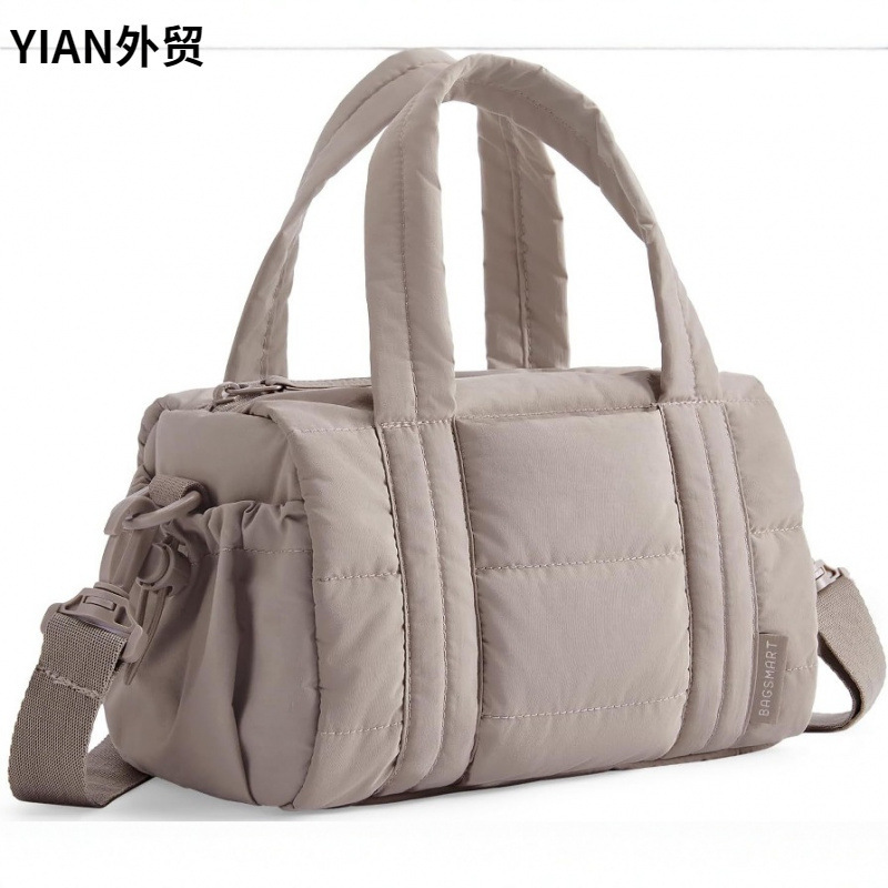 Cross-Border New Women's down Handbag with Top Handle, Lightweight Handmade Waterproof Nylon Fluffy Shoulder Wallet