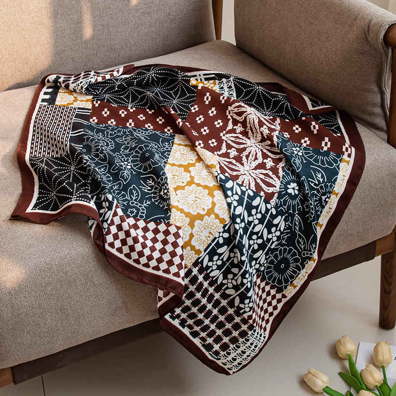 (2개) 70CM 모조 실크 스카프 스카프 크로스보더 프린팅 우아한 패션 하이엔드 감각 올매치 기질 출퇴근 실크 스카프