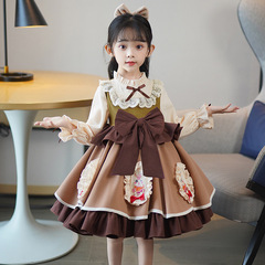 Children's Lolita Princess Dress Spring and Autumn Children's Long Sleeve Dress Spring New Girl Fashion Sweet Cotton Candy Dress