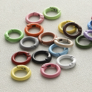 20mm candy spray paint round keychain diy beaded accessories mobile phone buckle mobile phone chain pendant bag hanging buckle