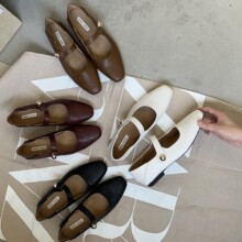 法式复古百搭方头平底玛丽珍鞋女晚晚风一字带通勤软底浅口单鞋