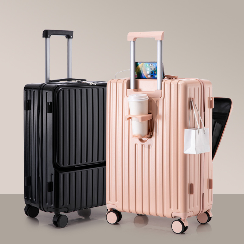 [Fábrica cuidadosamente seleccionada] Nuevo y conveniente maleta con tapa abierta delantera, varilla de tracción multifuncional, caja de contraseña de viaje de 24 pulgadas resistente