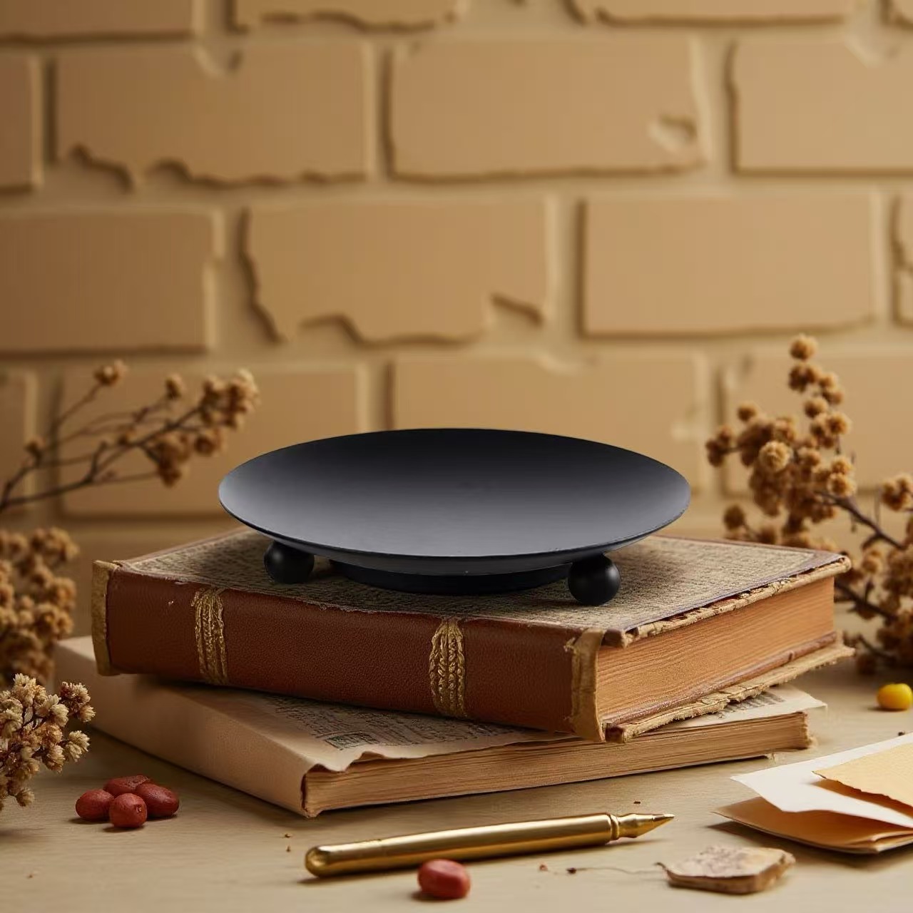 亚马逊美式黑色铁盘烛台装饰北欧铁艺蜡烛底座婚礼场布置道具跨境