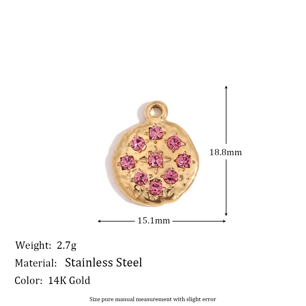 Diamond medal pendant-gold-pink diamond
