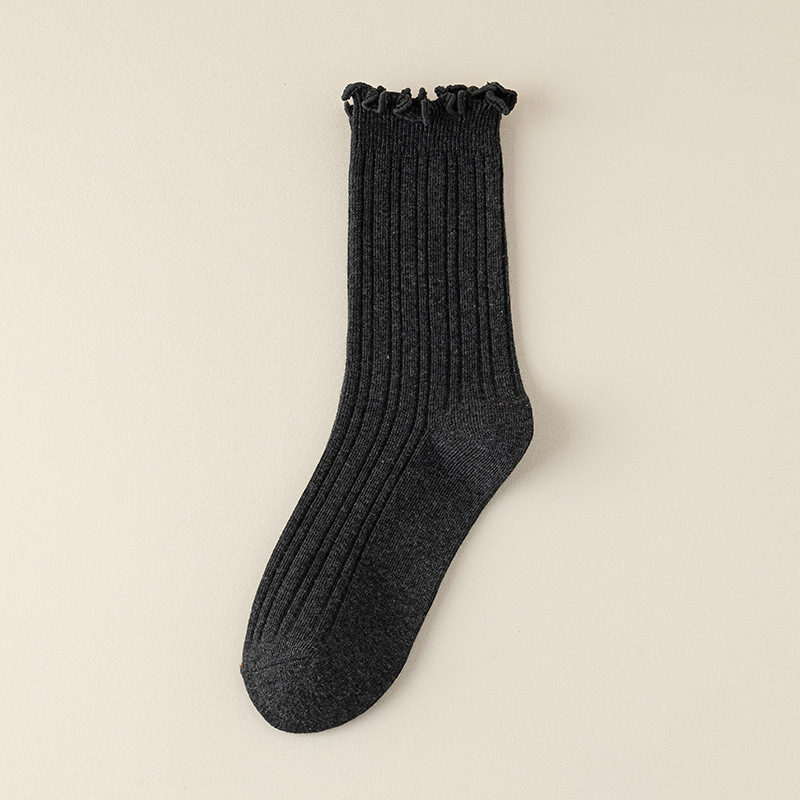 Zhuangyan calcetines de algodón de color sólido de verano para mujeres hongo borde antiolor absorción de sudor calcetines de pila calcetines al por mayor