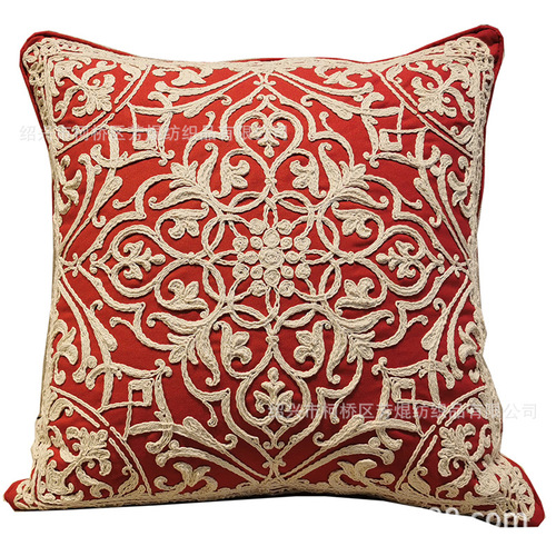 Nordic ins pillow cotton rope coiled embroidered pillow cover thread embroidered sofa cushion car cushion