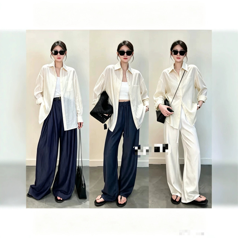 Aa Italian-French Style [80 Tencel] Textured Lazy Style Oversized Shirt 5013