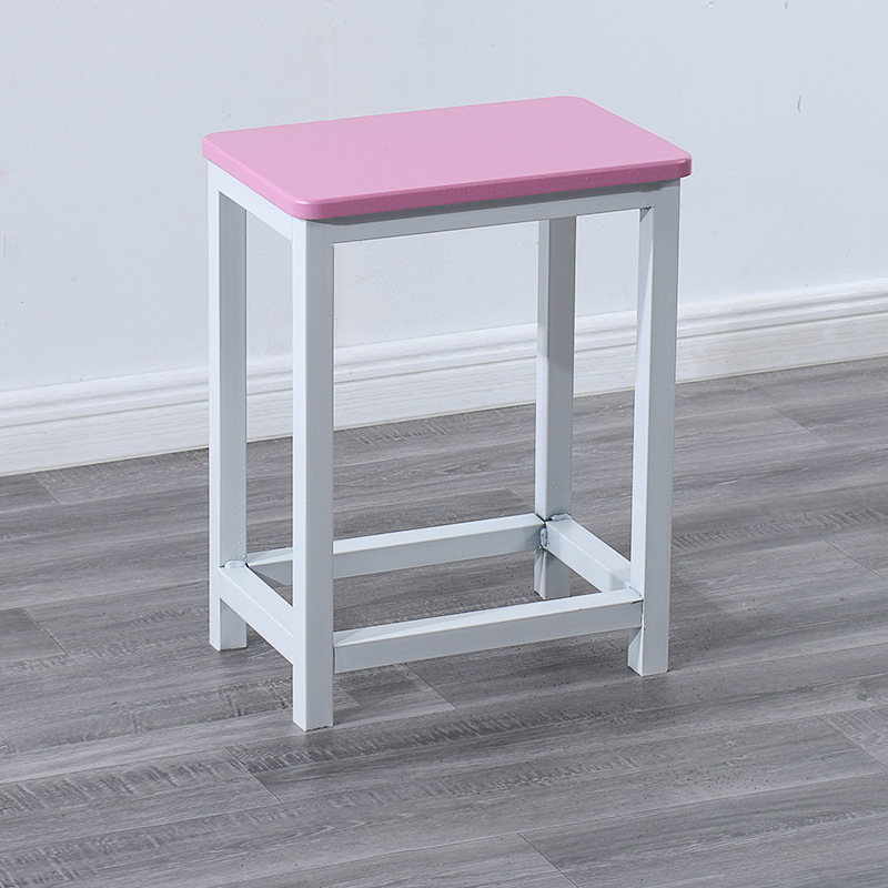 Taburete de taller al por mayor, línea de montaje de fábrica, taburete de trabajo, taburete cuadrado pequeño de acero y madera, taburete de hierro de comida rápida, oro de entrenamiento