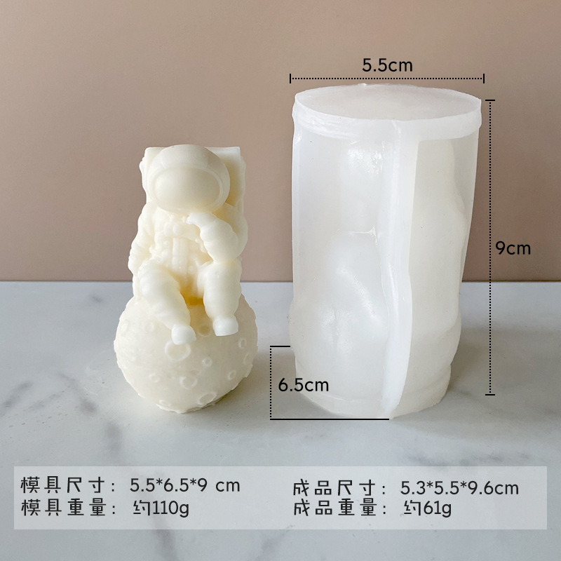 Jiahuimei Luna astronauta cubo de hielo molde DIY dibujos animados mini astronauta aromaterapia vela silicona abrasivo herramienta