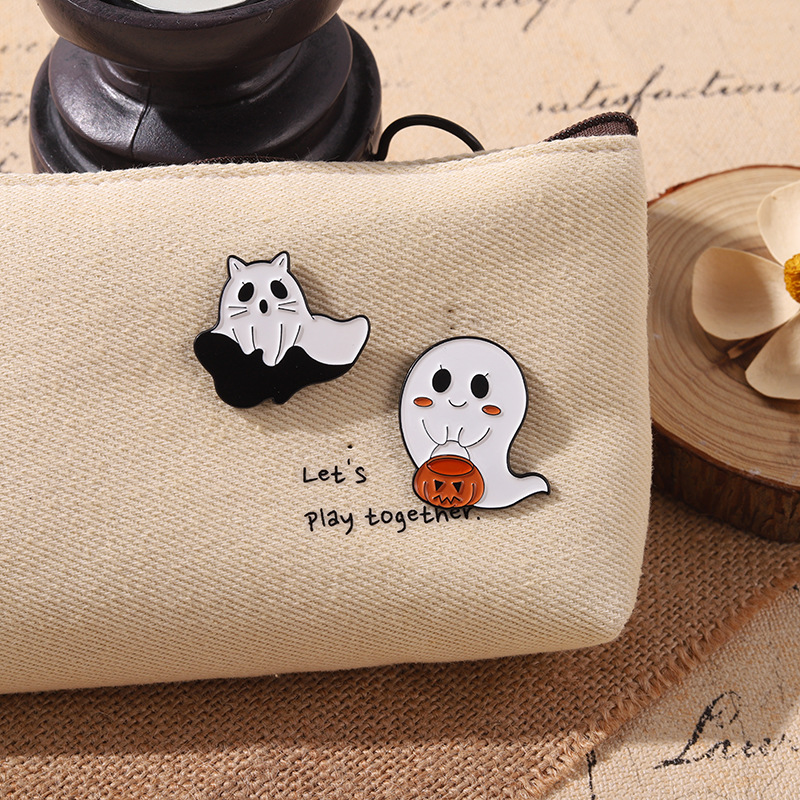 Fashion Dripping Paint Halloween Pumpkin Ghost Alloy Brooch display picture 2