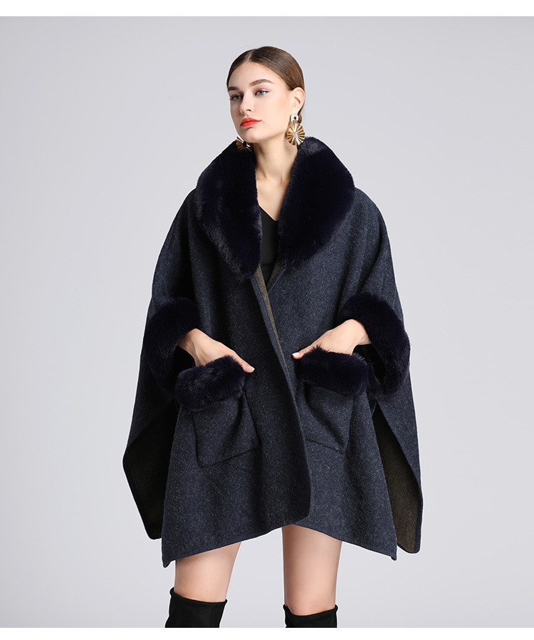 Mantella con colletto in lana, grande, ampia, in lana, cardigan donna_voghion.com