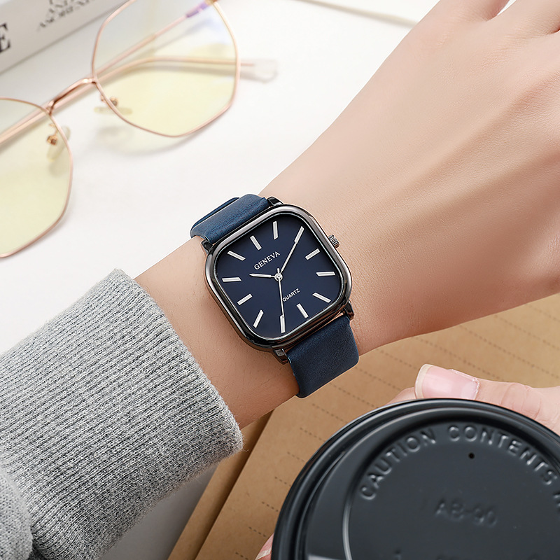 New Student 22 Men's and Women's Belt Korean Version Temperament INS Style Minimalist Square Quartz Watch_voghion.com