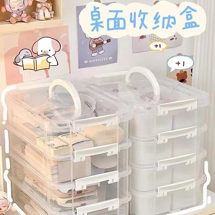 Multi-Layer Storage Box, Transparent, Stackable Compartment Box, Large Capacity Storage Box with Lid for Street Stalls and Night Markets, Toy Storage Box
