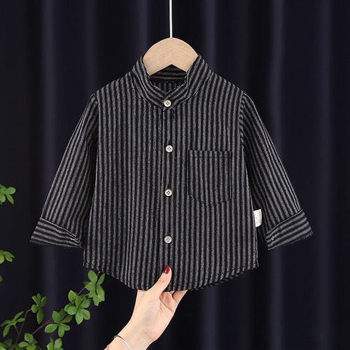 Children's Striped Long Sleeve Shirt for Boys and Girls - 2024 Autumn Fashion, Baby and Toddler Casual Top, Trendy and Stylish