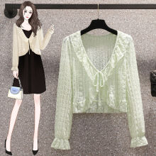 小披肩夏装2025年新款大尺码女装长袖镂空短款外套蕾丝防晒开衫