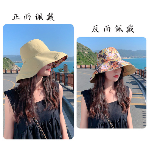 Fisherman Hat Women's Two-Sided Wear  Spring New Bucket Hat Sunshade Sunscreen Versatile Foldable Face-Smaller Casual Hat