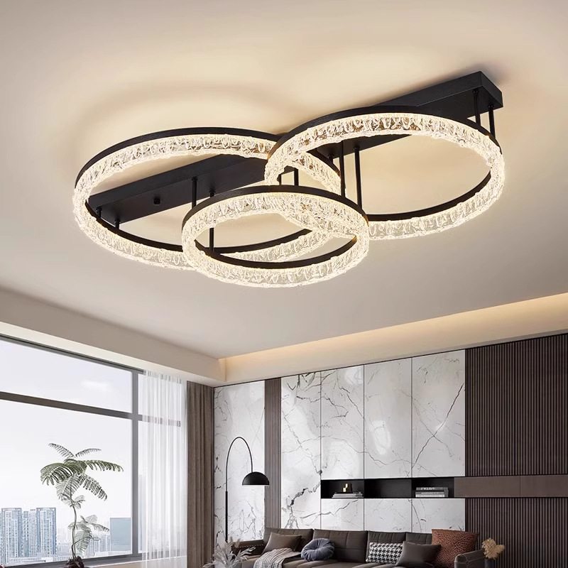 Luz de techo de la sala de estar en 2025 nueva luz principal de anillo lujoso ligera italiana de hielo de la atmósfera de grietas lámpara de dormitorio lámparas de casa