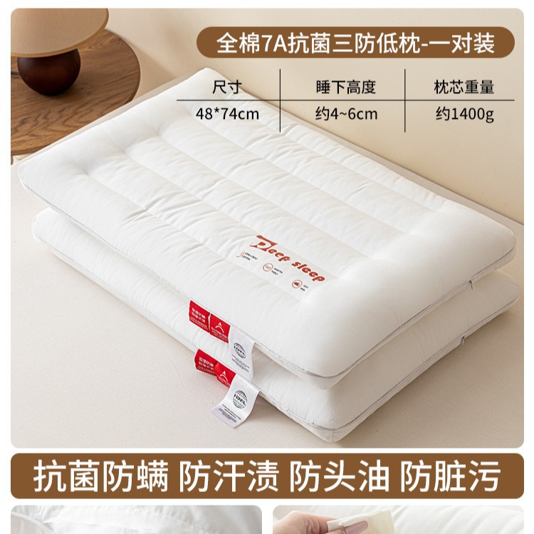 Almohada de tres pruebas, protección de la columna cervical, núcleo de almohada para dormir, agua, aceite impermeable, dormitorio lavable, adulto individual