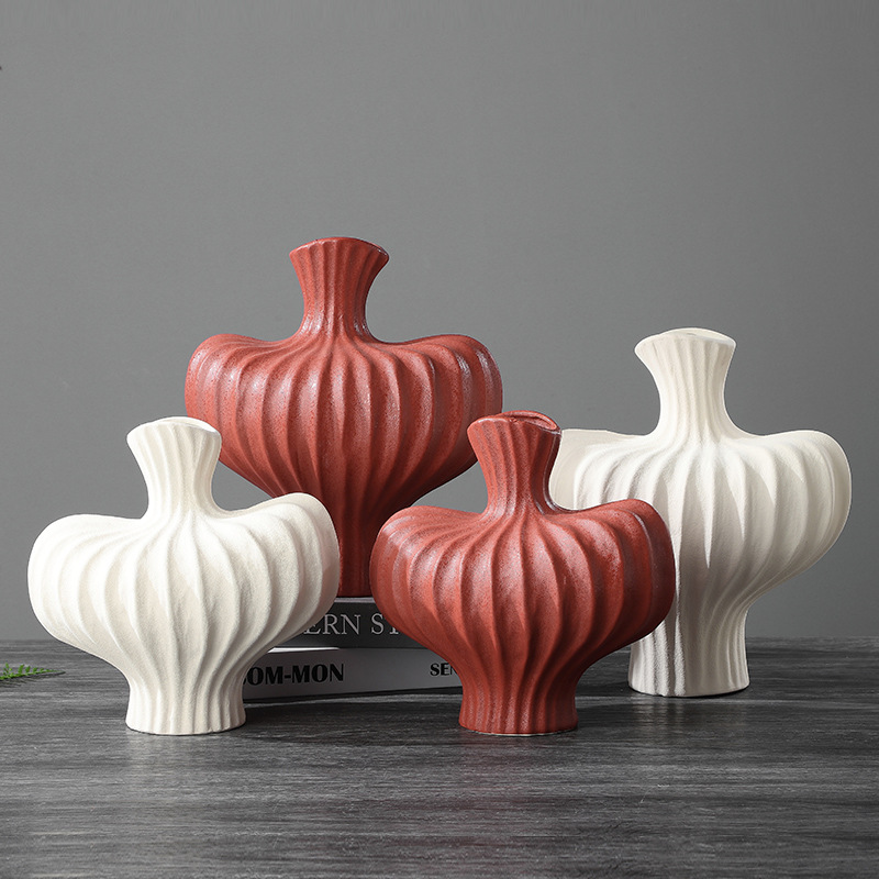 Simple Nordic Style Ornaments High-grade Frosted Ceramic Vase Sales Department Soft-fitting Model Room Ornaments