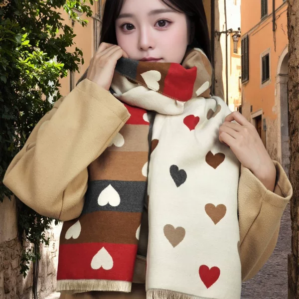 Scarf, Shawl, Neck Warmer, New Style, Imitation Cashmere Feel, Women's Winter European and American Thick Style, Warm, Elegant, High-End, Premium