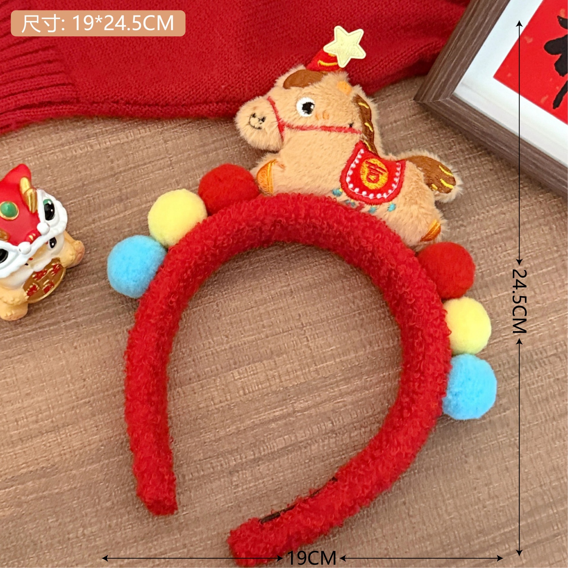 Accesorios para el cabello con diseño de león para el Año Nuevo, diademas rojas de felpa, pinzas para el cabello, horquillas con diseño de muñeca de dibujos animados para niñas, pinzas de pico de pato.