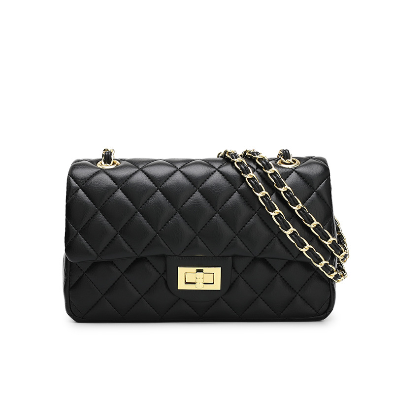 Crossbody Bag Genuine Leather Diamond Grid Chain Shoulder Bag_voghion.com