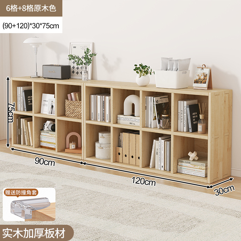 Estantería de madera maciza estante piso montado en la pared combinación celosía gabinete sala de estar de almacenamiento de pino estantería hogar corto