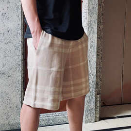 毒家现货26ss高版本B家男女款情侣羊毛格纹针织阔腿撞色五分短裤