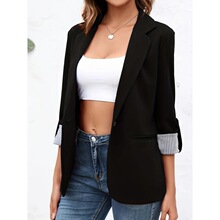 Z 75957 Fashion Patch Lapel Slim Cardigan Blazer ƴ�ӷ��I��