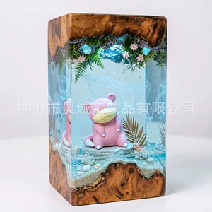 宝可梦呆呆兽蓝色水景环氧树脂夜灯 场景微景观树脂灯摆件 治愈
