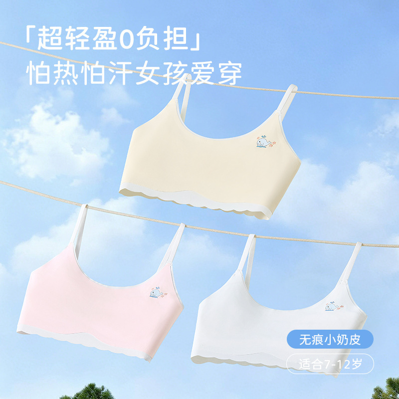 Wholesale Dropshipping of New Girls' Vest-Style Underwear, Anti-Bump One-Stage Bra for Students, Developmental Bra for Young Girls