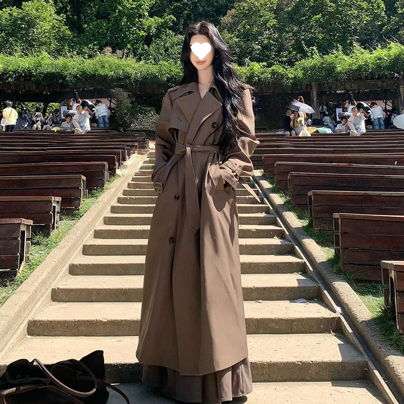 秋意浓法式气质英伦长款风衣新款高级感小众洋气简约通勤大衣外套|undefined