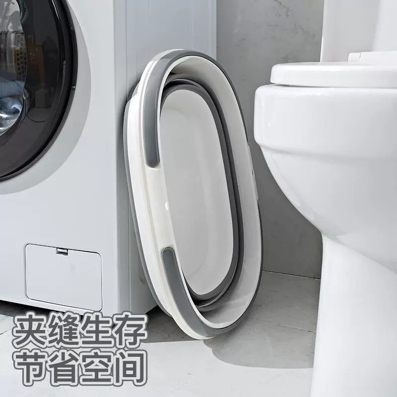 Складное бытовое ведро для воды большой емкости с утолщенной ручкой для мойки автомобилей, портативное складное пластиковое ведро с внешней телескопической ручкой.