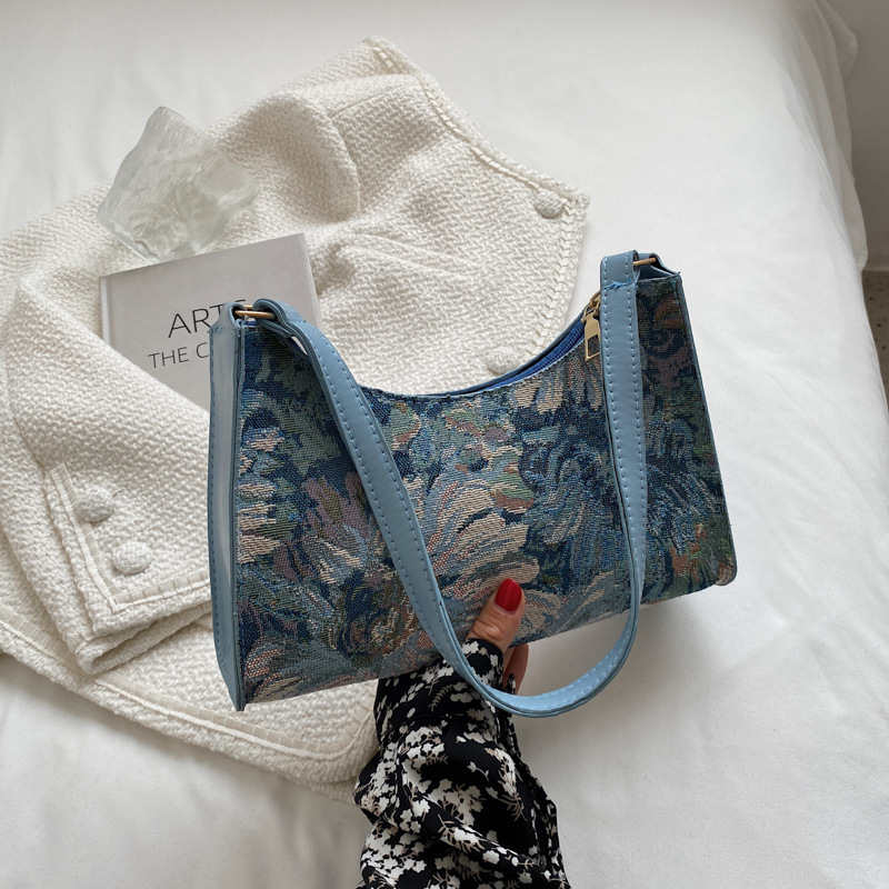 Autumn Popular Women's Armpit Bag 2021 New Style Foreign Style Single Shoulder Oil Painting Bag Fashionable Women's Bag Handbag