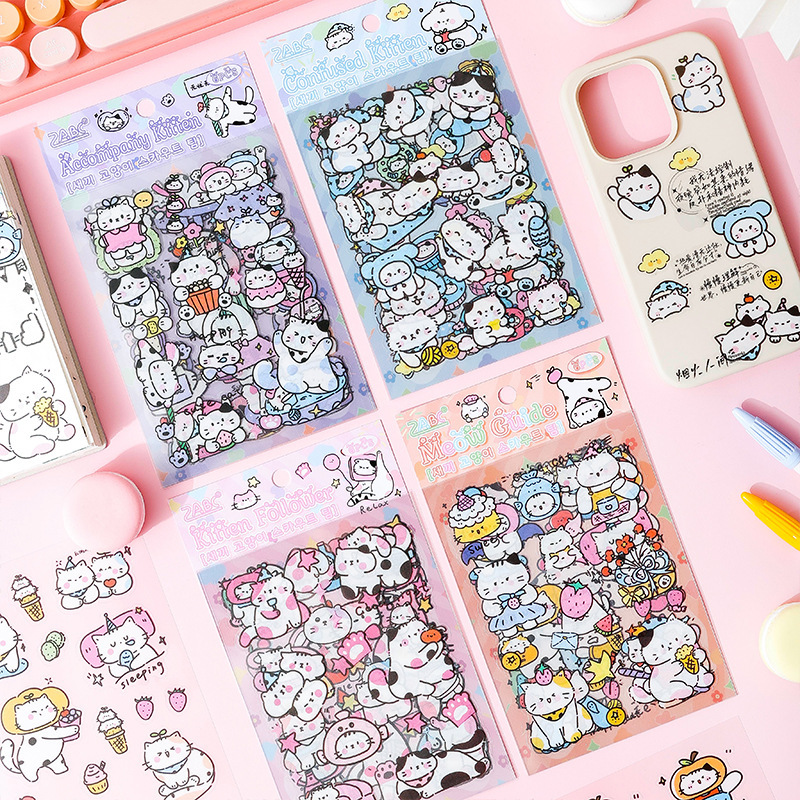 Cat Scout Team pegatinas impermeables transparentes para mascotas diy pegatinas de diario de dibujos animados transfronterizos pegatinas de contabilidad de gato