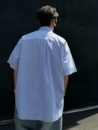 Striped Short-Sleeve Shirt for Men - Summer American Retro INS Trend Brand Loose Five-Sleeve Collar Shirt