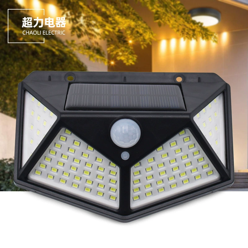 Трансграничная оптовая продажа 100LED солнечная индукционная лампа на открытом воздухе садовая лампа на открытом воздухе уличный фонарь водонепроницаемый настенный светильник