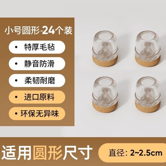 Upgraded anti-slip bottom - round small size [transparent pack of 24] suitable for diameter 2-2.5cm
